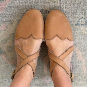 Elf Bali Mangrove Cross-Strap Leather Ballet Flats Size 8 Tan Handmade Shoes